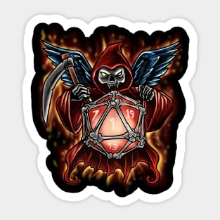 Soul Harvester's Gambit: Grim Reaper's Dice Dance in the Dungeons & Dragons Realm Sticker